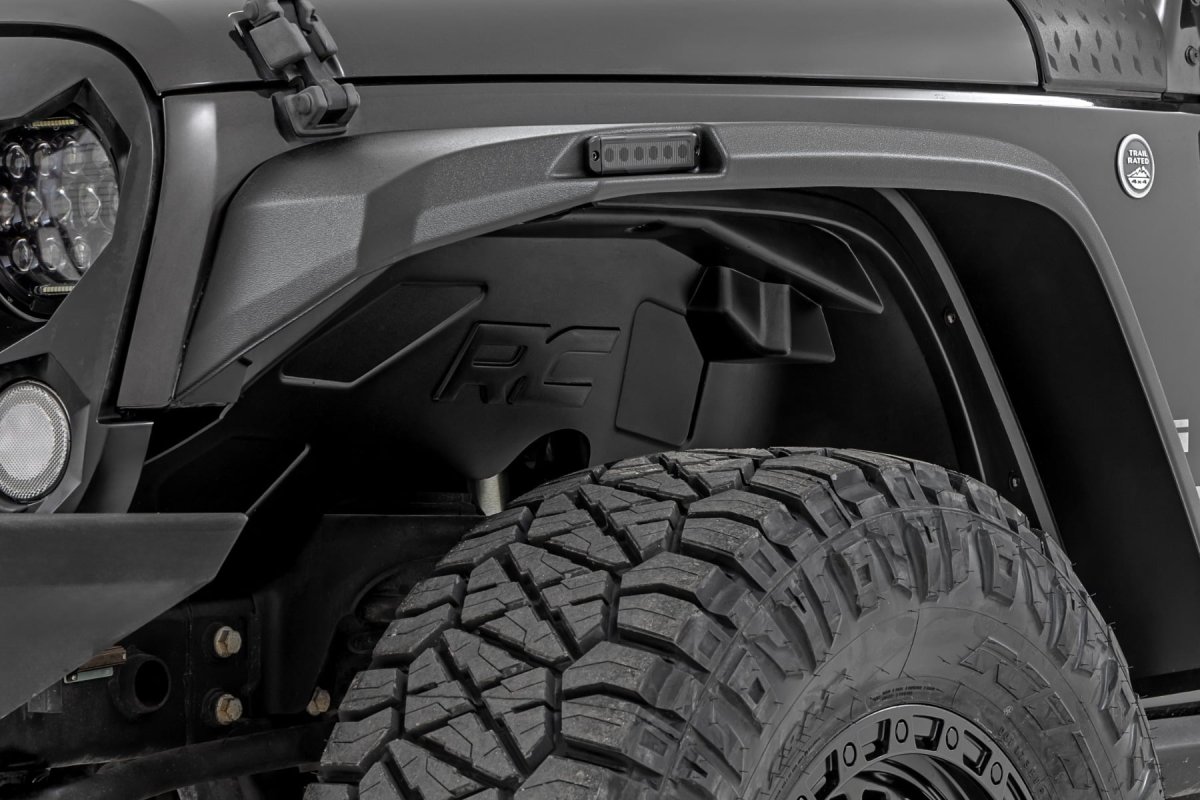 Jeep Wrangler Unlimited Wheel Well Liners - Front & Rear - Rough Country - Black - '07-'18